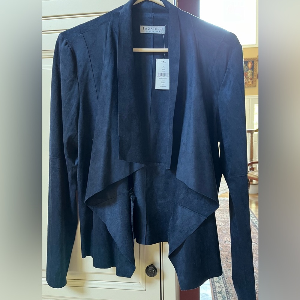 BAGATELLE Large suede-like navy jacket